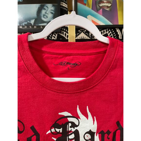 Ed Hardy Dragon Oversized Y2K Streetwear Deadstock Short Sleeve Tee Red Large - Picture 2 of 8
